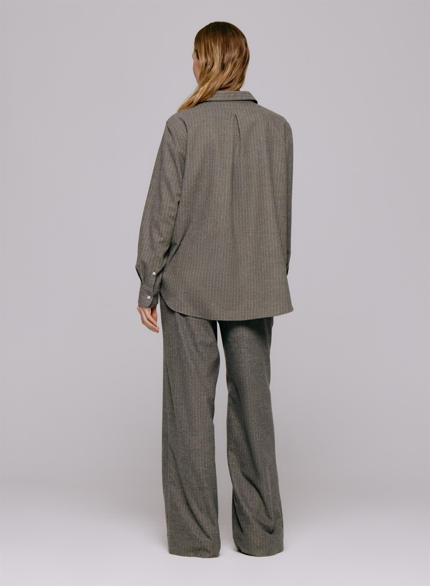 Sophie Wool Blend Shirt Grey Stripe