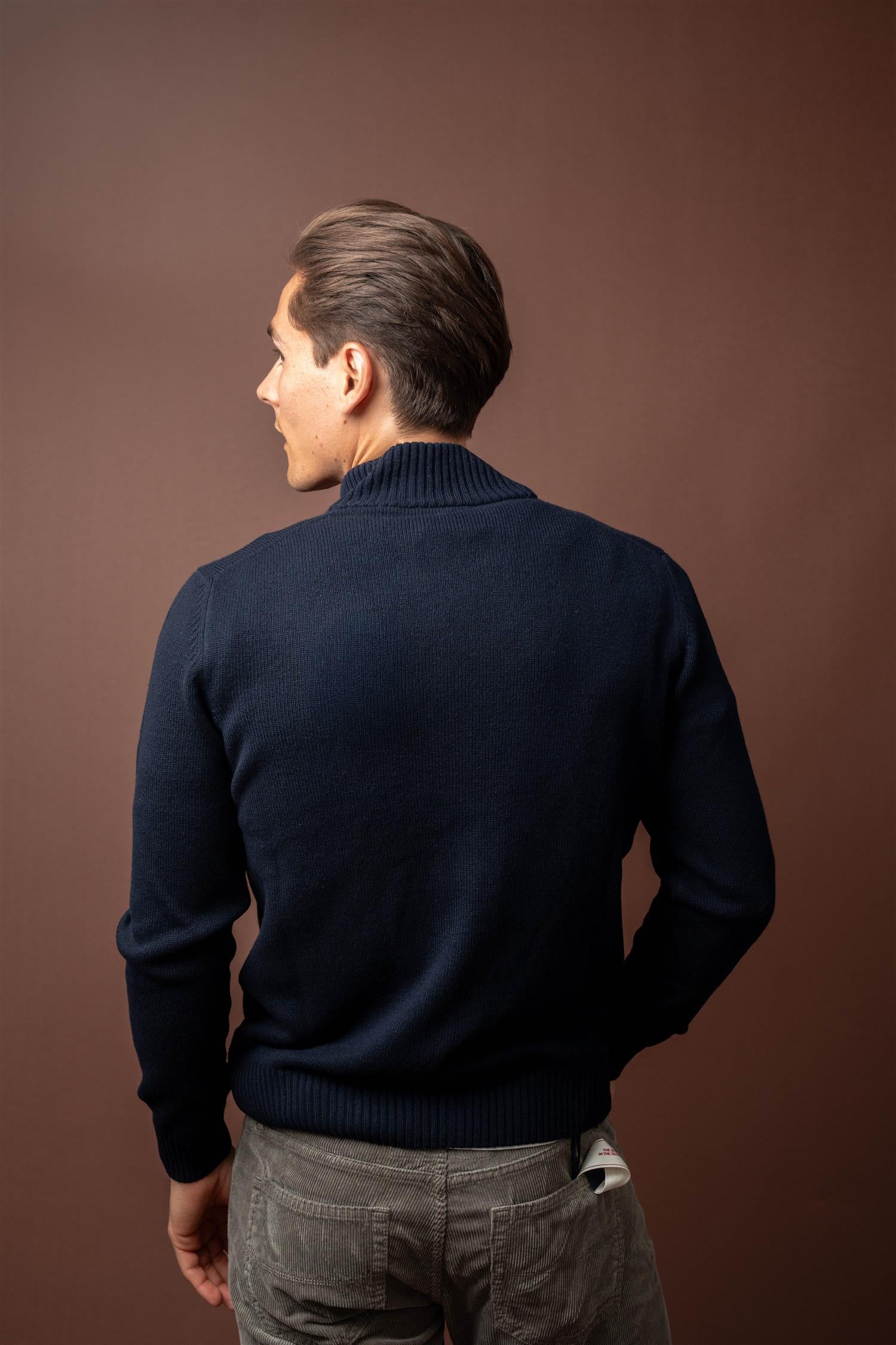 Full Zip Cardigan Wool - Cashmere - Navy