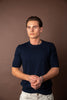 Knitted Cotton T-shirt - Navy