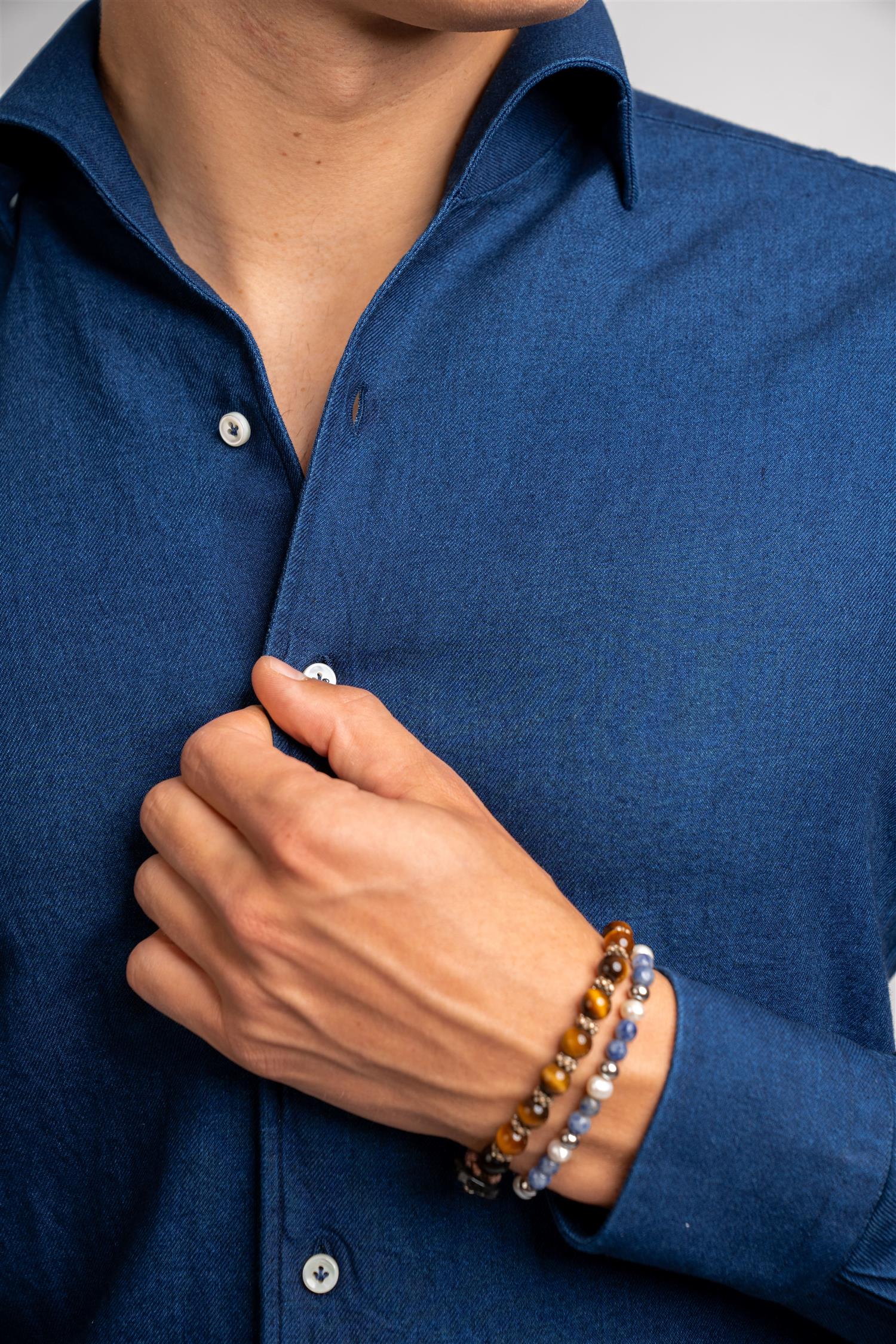 Spread Collar - Navy Flanell