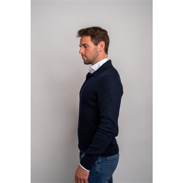 LS Merino Polo - Navy