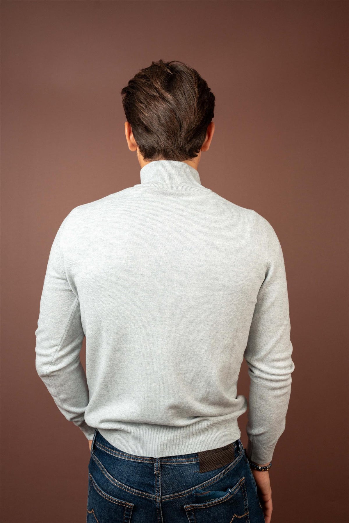 Quarter Zip Wool - Cashmere - Grey