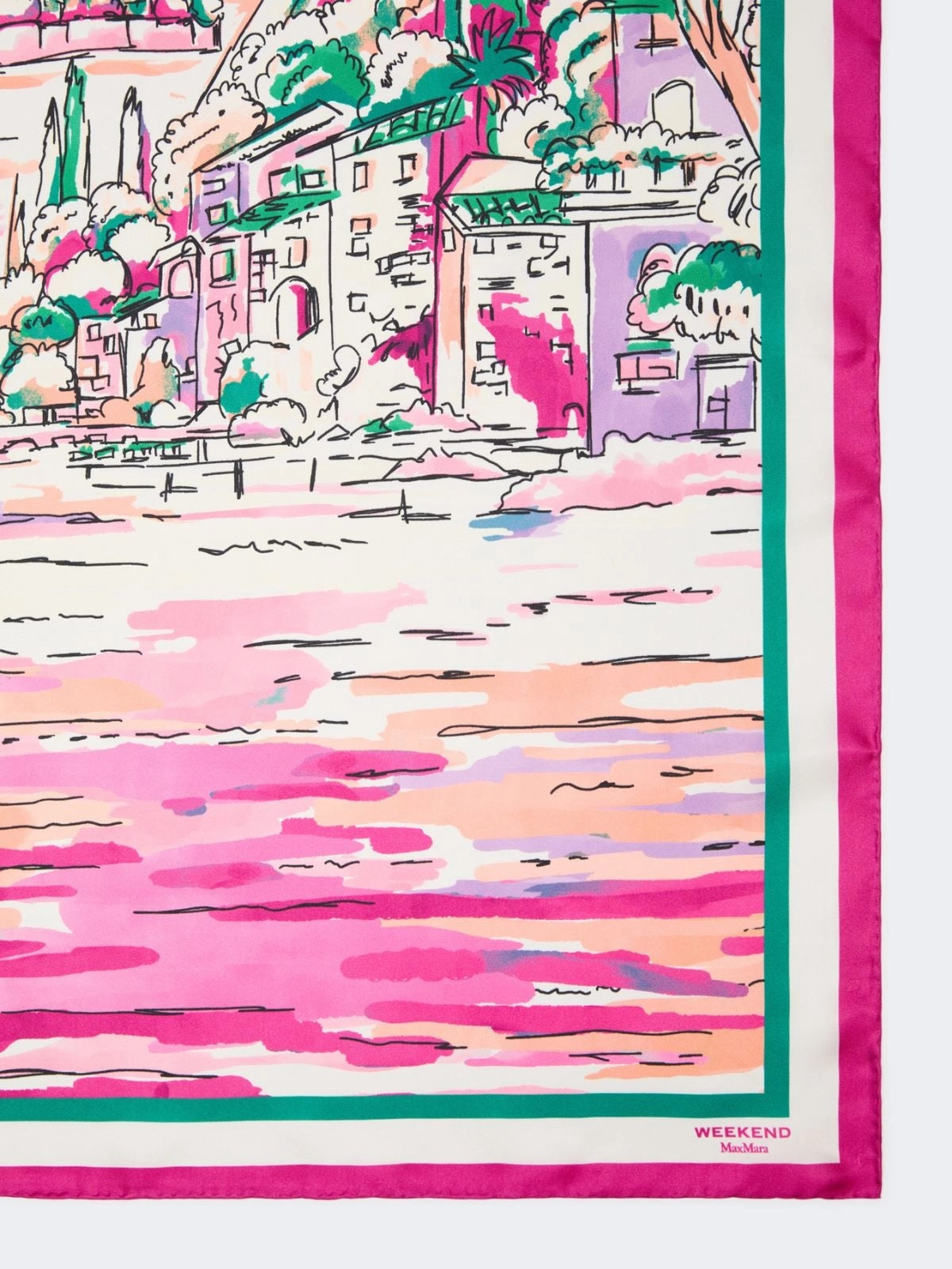 Printed silk foulard 90 x 90 - Pink