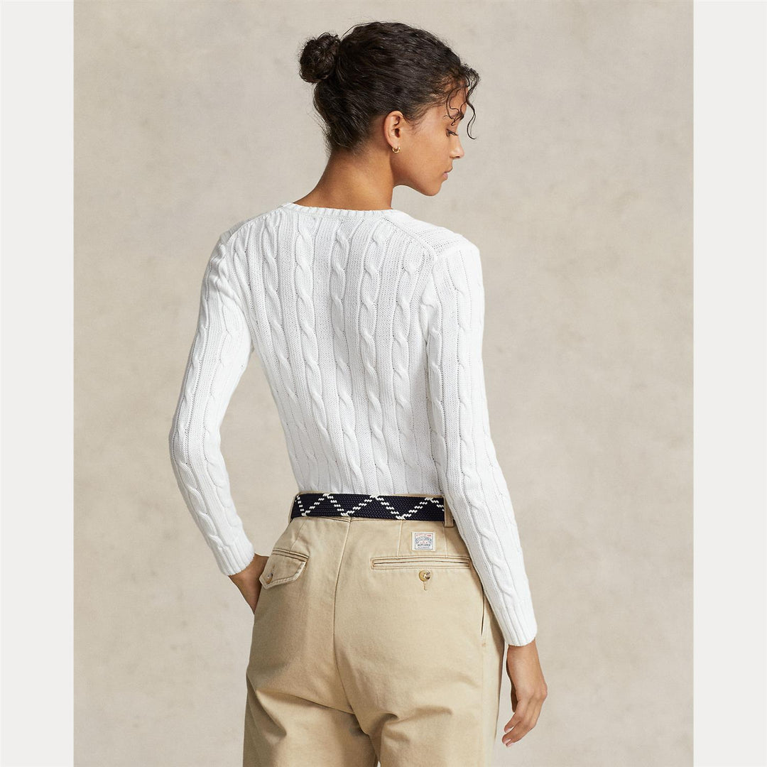 Cable-knit cotton v-neck sweater