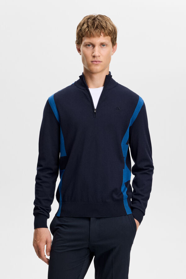 Kendrick Knitted Zip Sweater - Navy