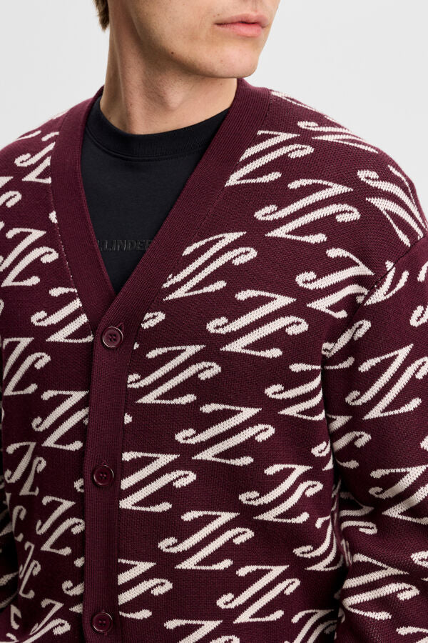 Denny Jacquard Cardigan - Wine Mix