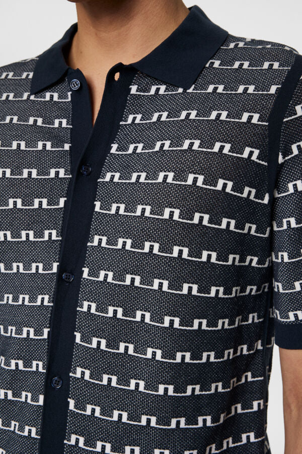 Rolando Logo Jacquard Polo - Navy