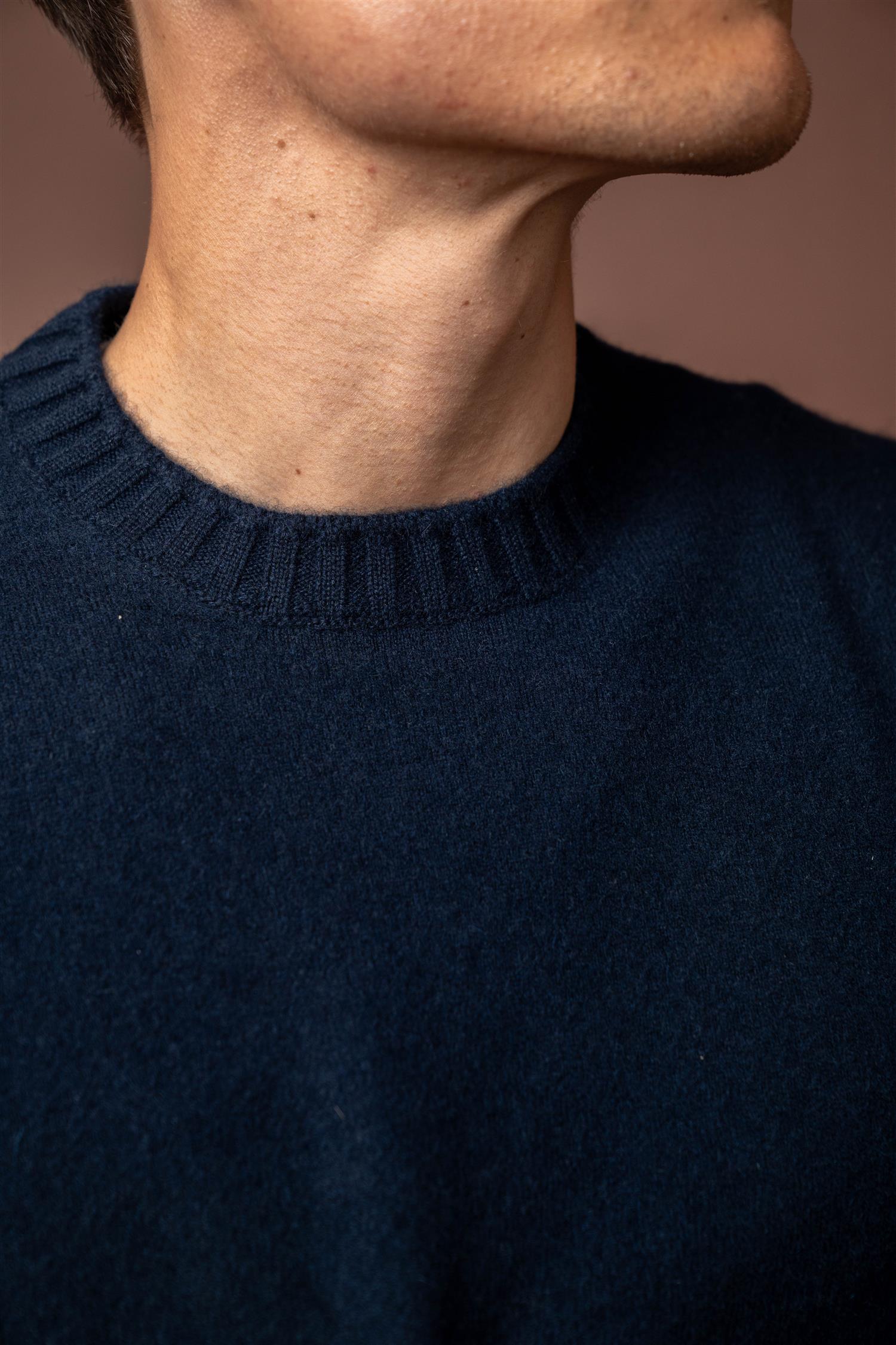 Crewneck Felted Cashmere - Navy
