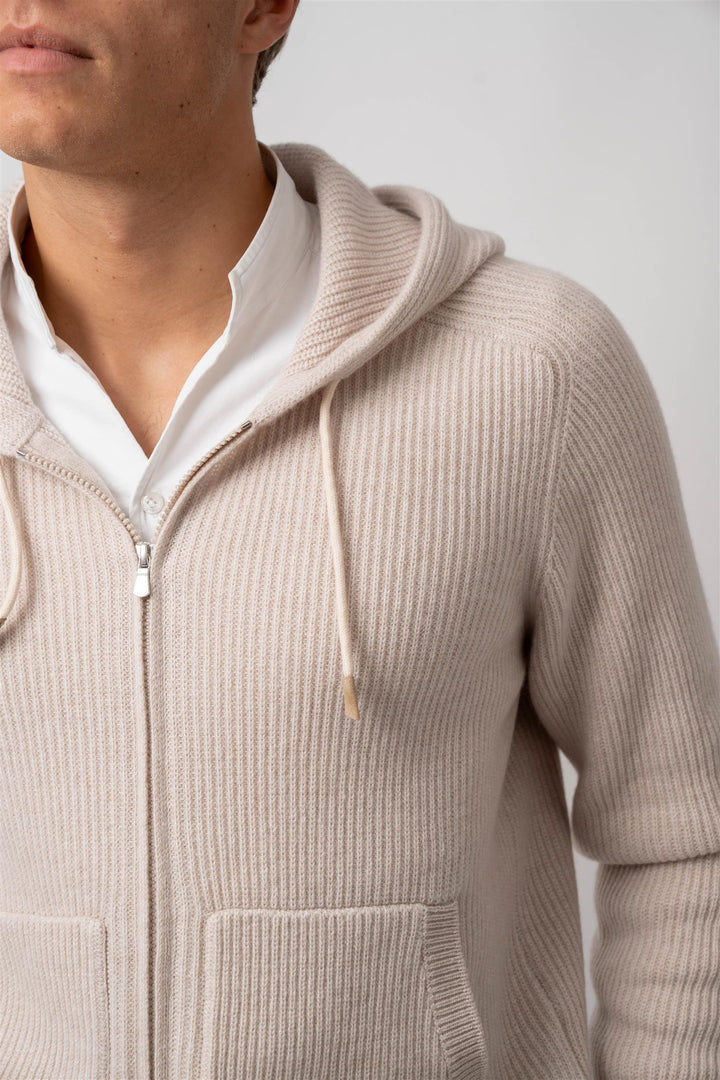 Hoodie - 100% Cashmere - Beige