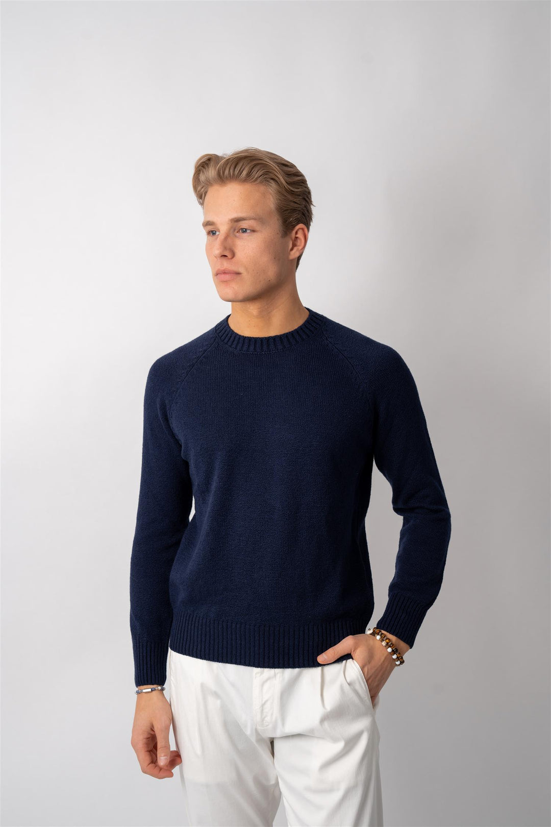 Bouclé Crewneck - Navy