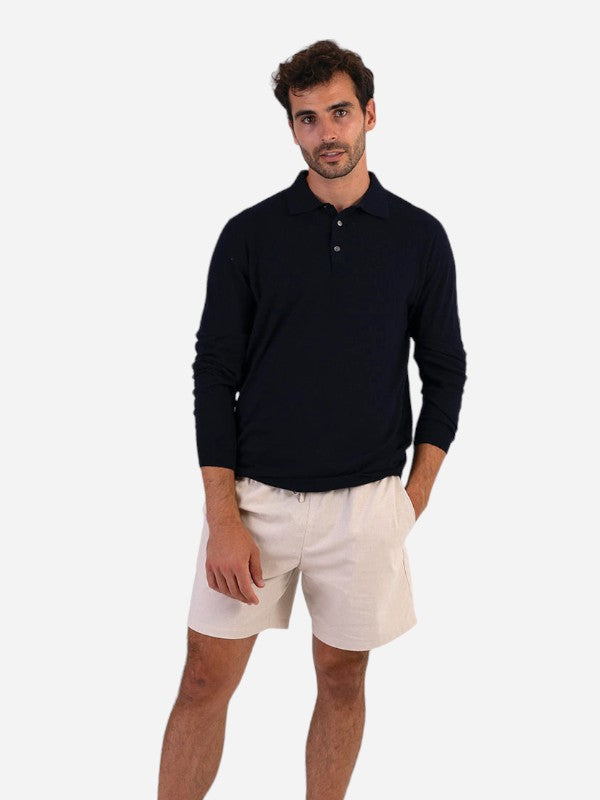 Max Knitted Polo Long Sleeve - Navy