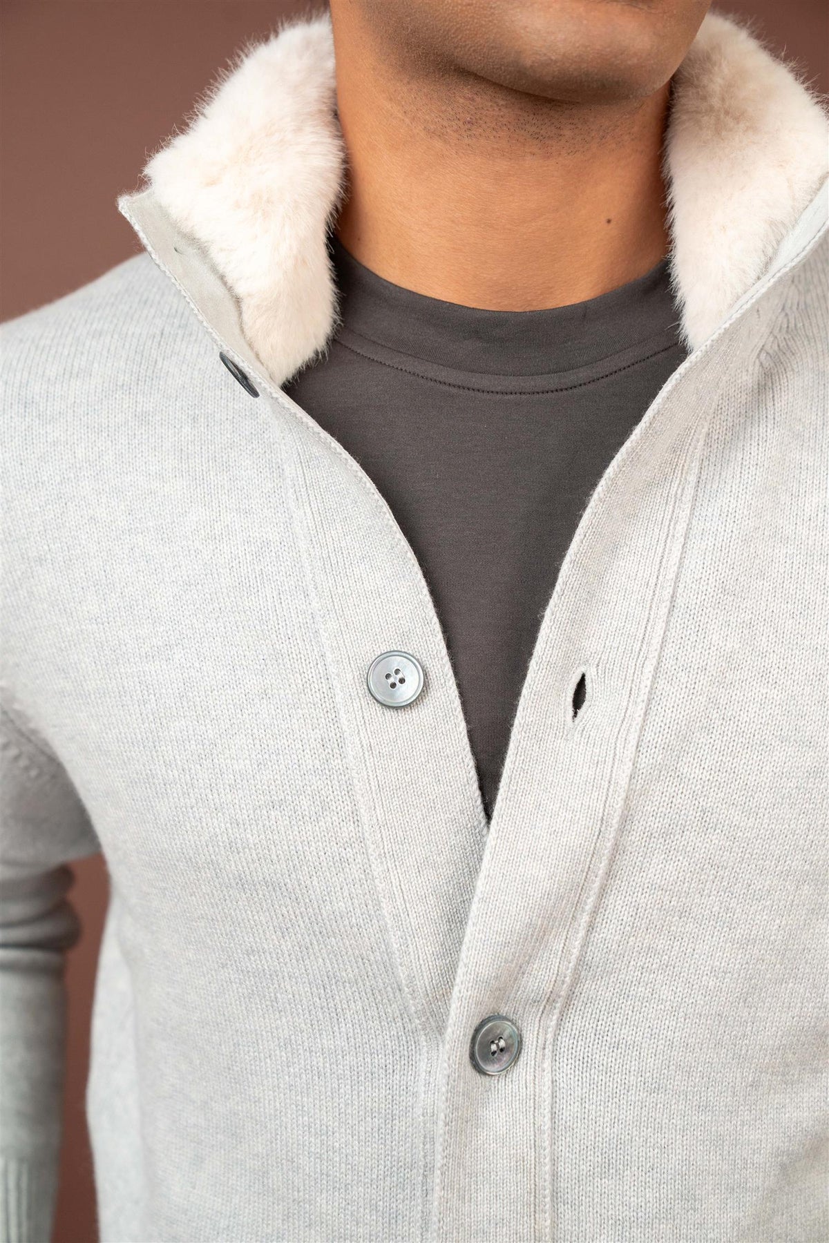 Cashmere Fur Cardigan - Grey