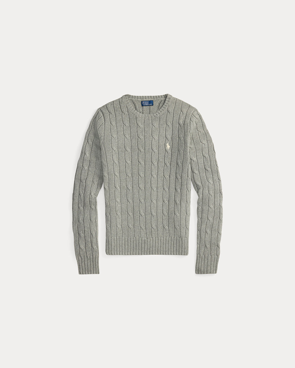Cable-Knit Cotton Crewneck Sweater Grey