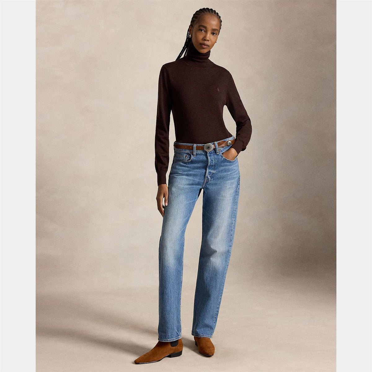 Wool Turtleneck Deep Chocolate Melange