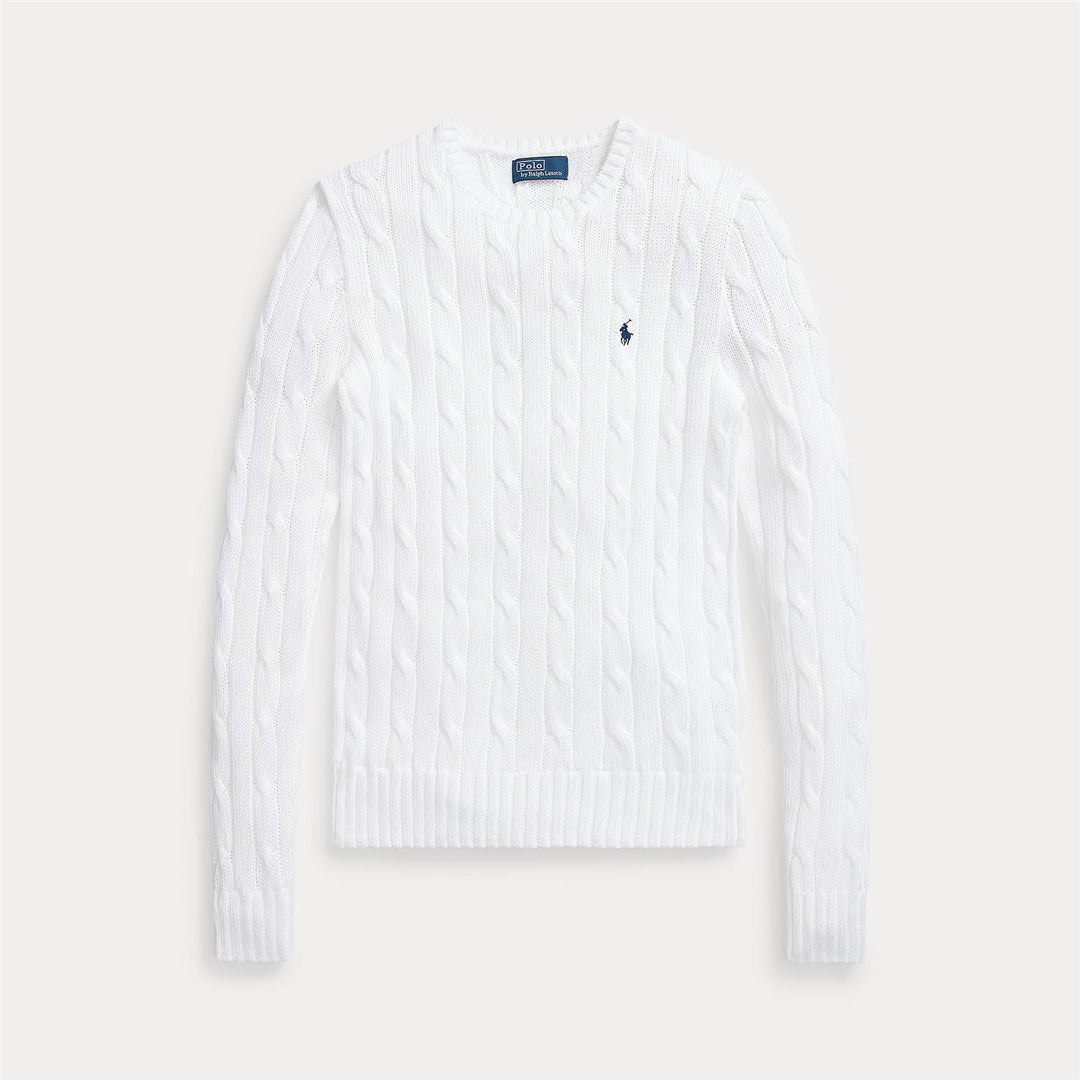 Cable-knit cotton crewneck sweater