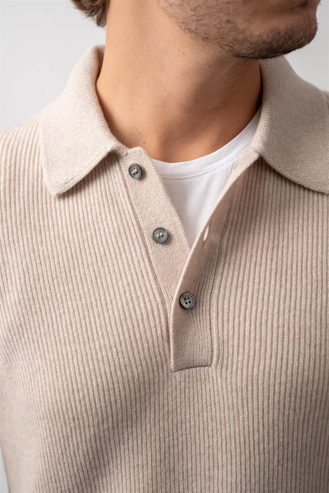 Polo Long Sleeve Cashmere - Beige