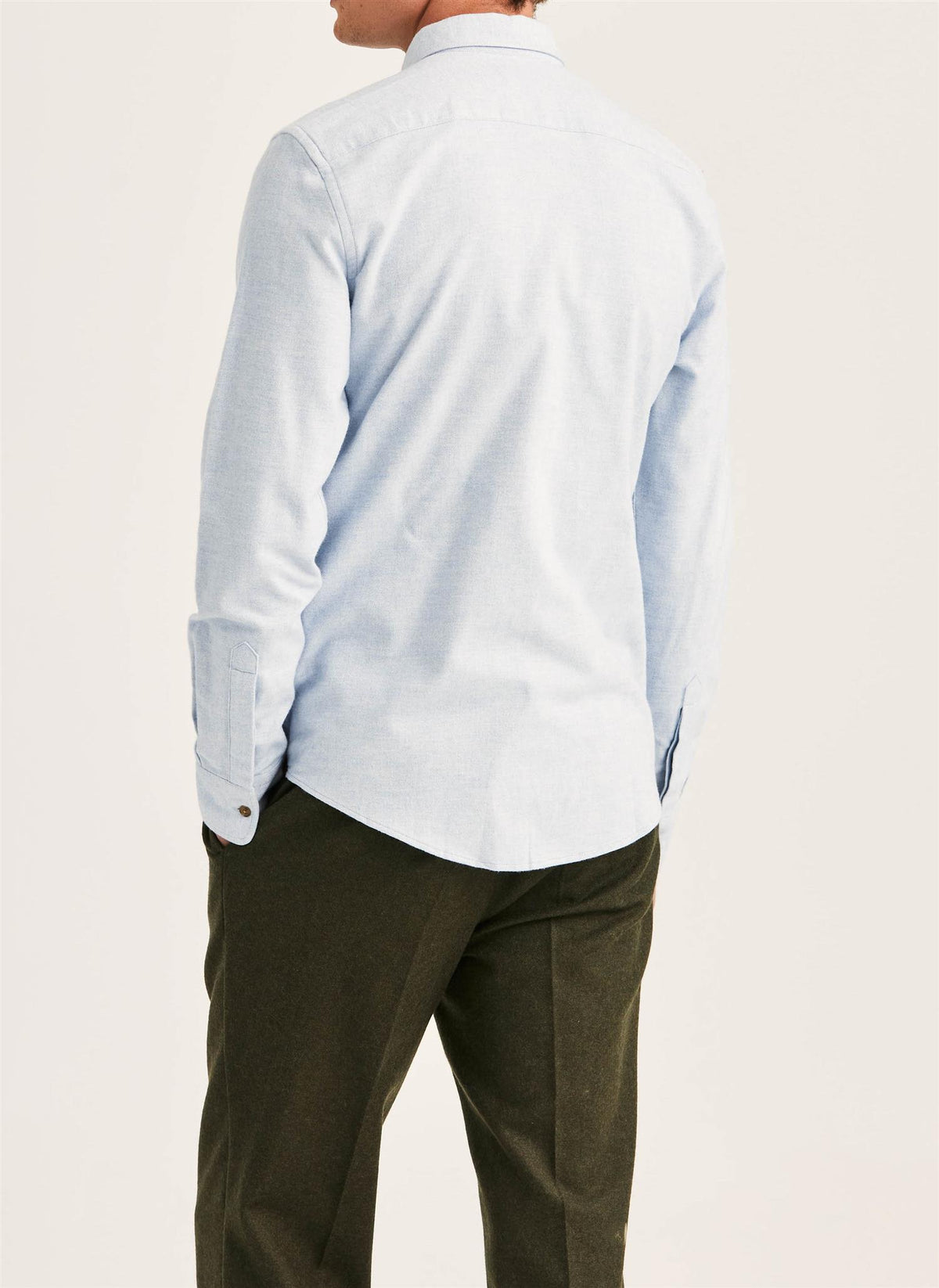 Flannel Herringbone Shirt Slim - Light Blue