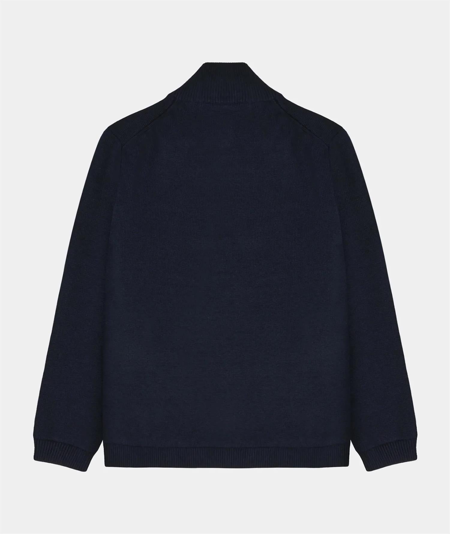Zipper Knit Cardigan - Navy
