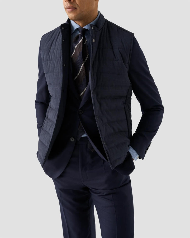 Padded Wool Vest - Navy Blue