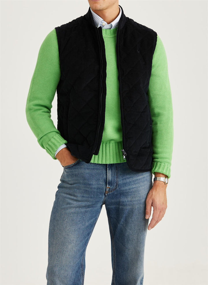 Teddy Quilted Cord Vest - Blue