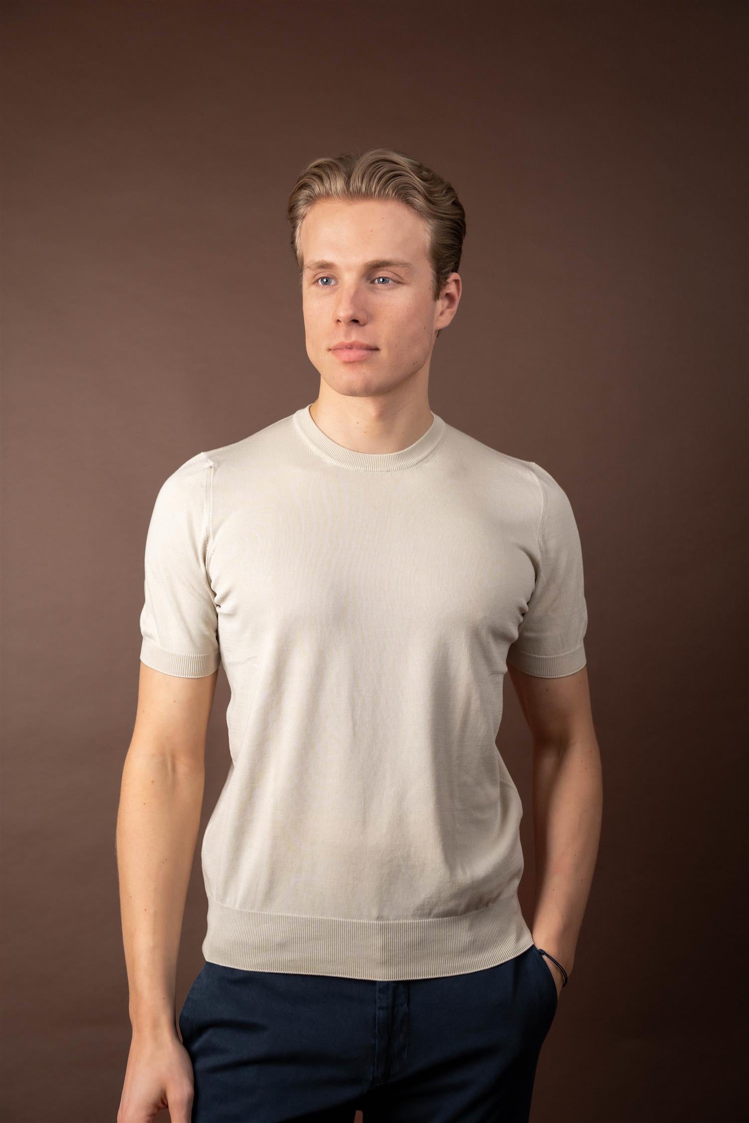 Ribbed T-shirt - Beige