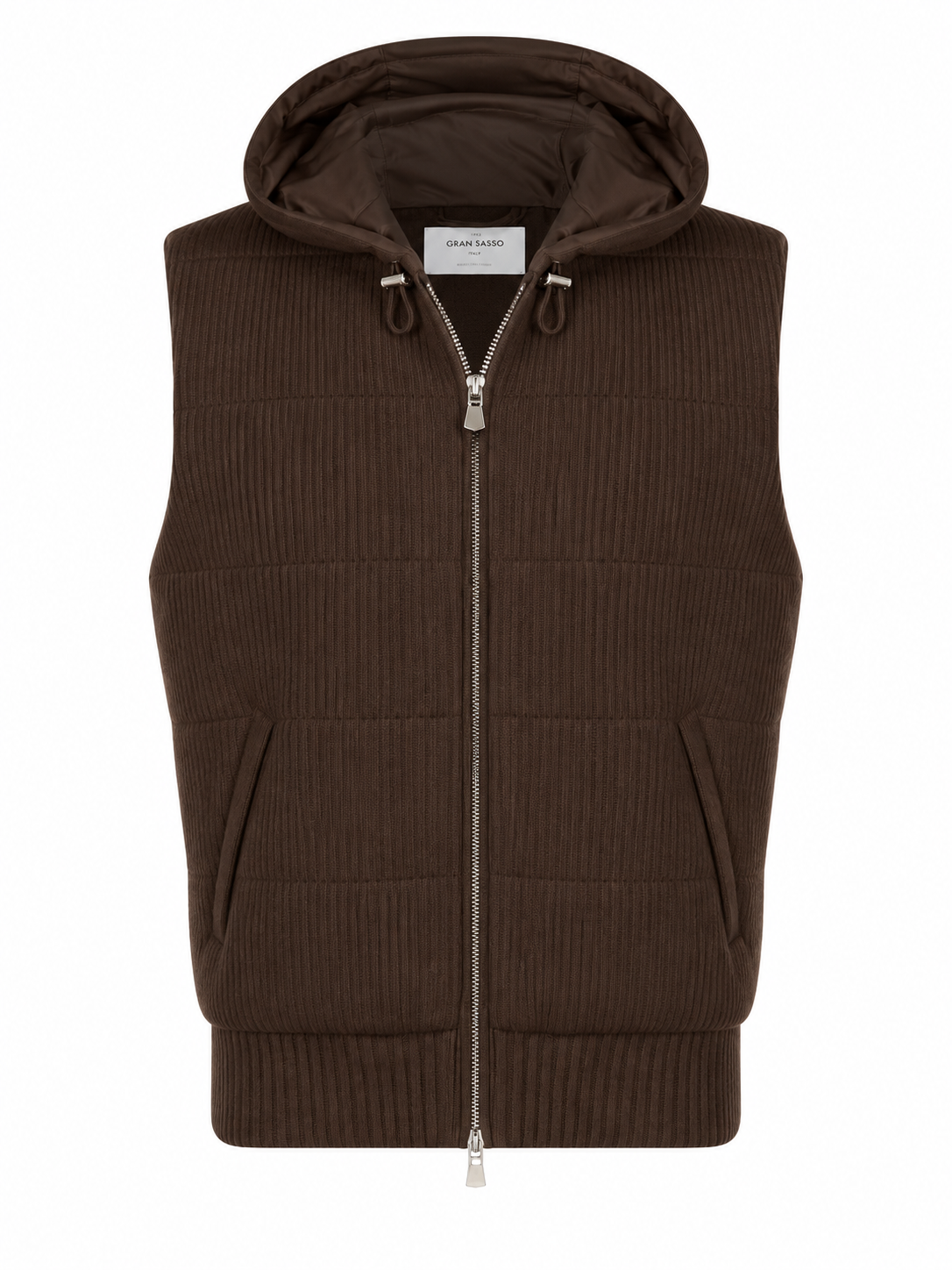 Hooded Wool Vest - Brown