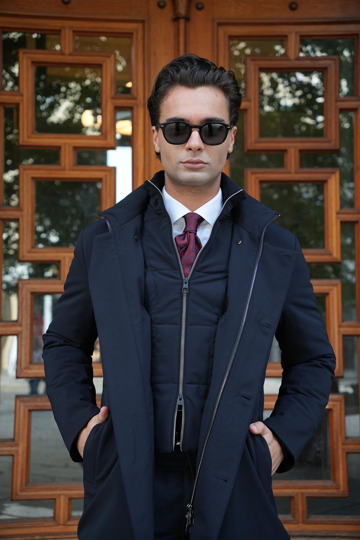 Double Breasted Coat - Navy