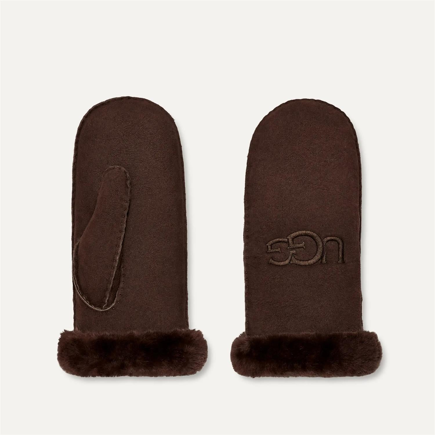 Shearling UGG Embroidery Mitten - Burnt Cedar