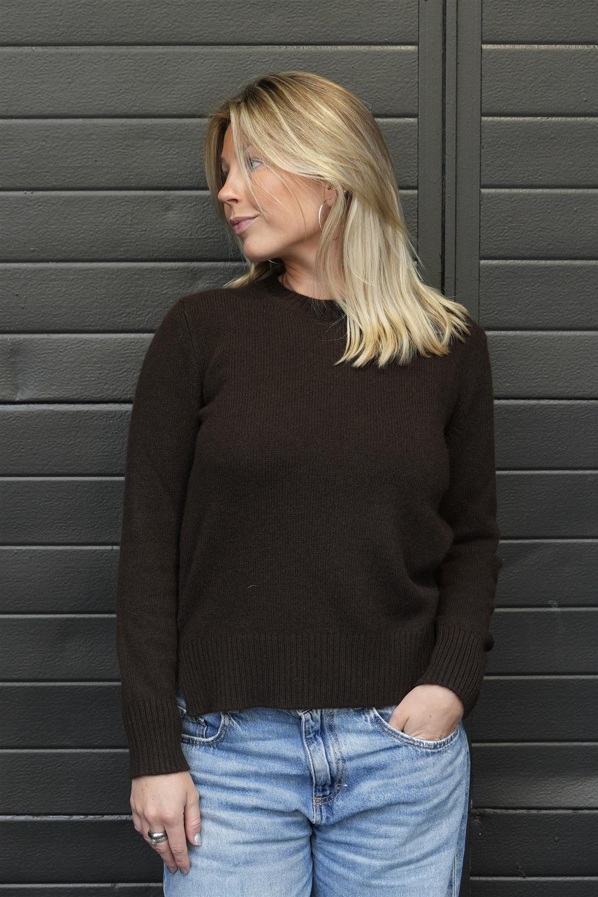 Cashmere Crew Neck Dark Brown