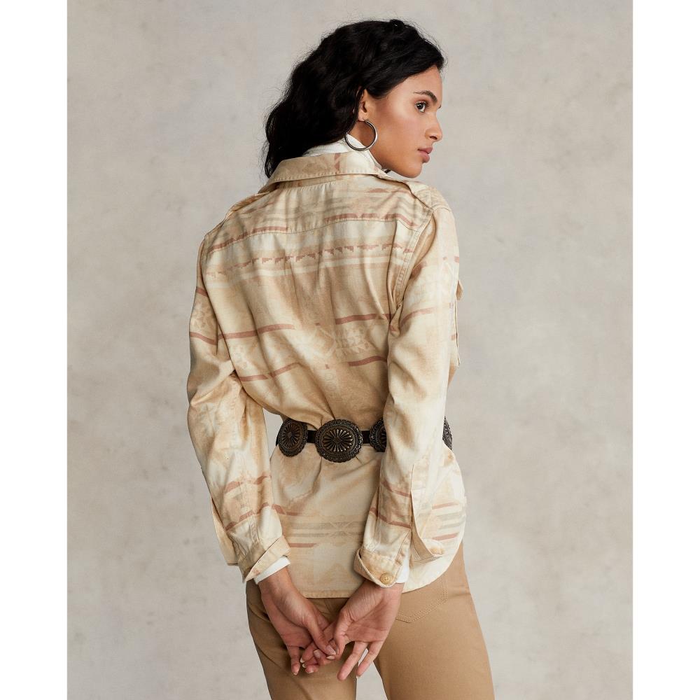 Print Long Sleeve Button Down Shirt