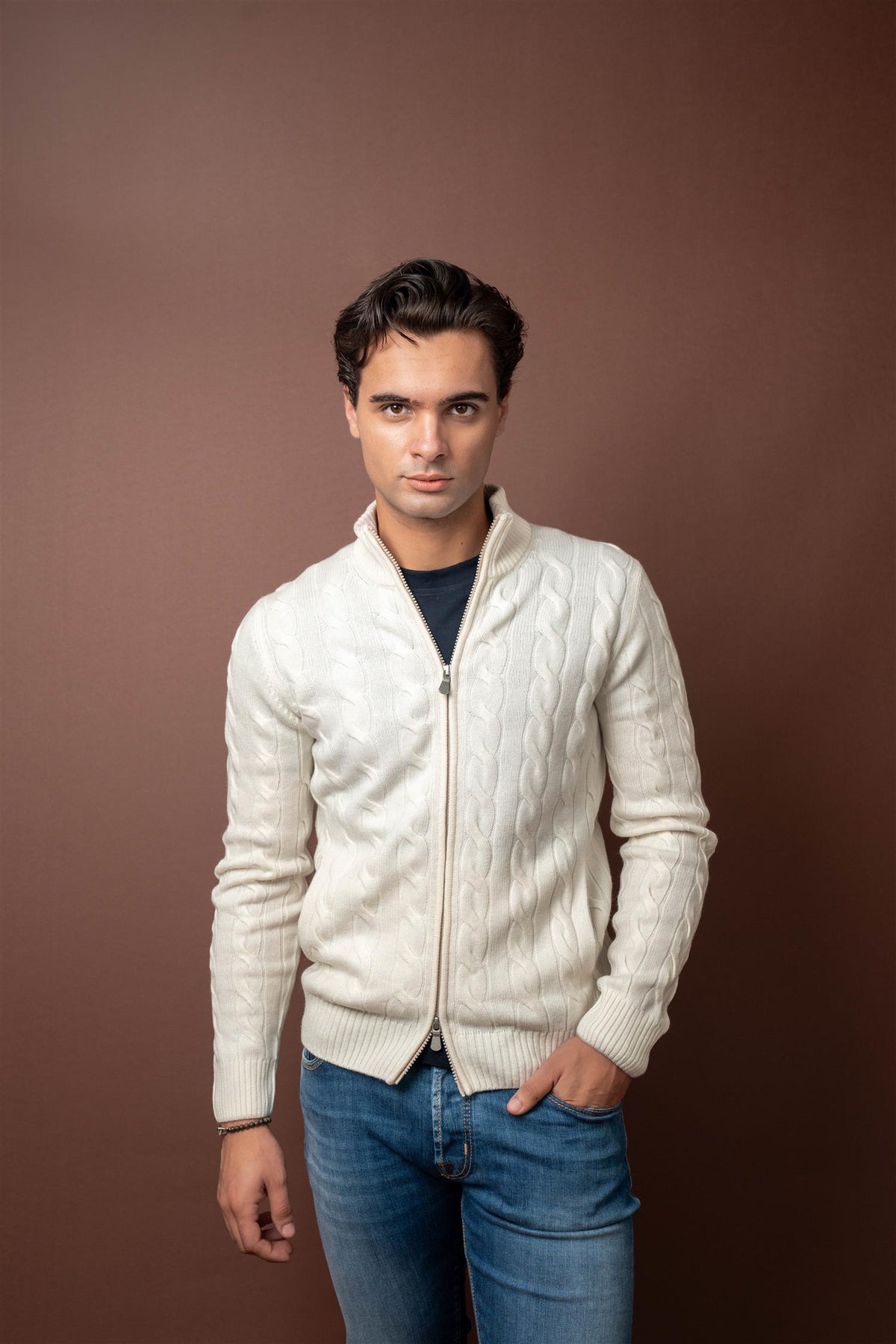 Cable Knitted  Lana Cashmere - White