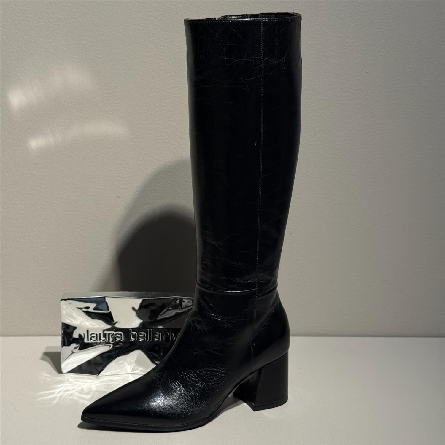 Laura Bellariva Pointed Knee-High Boot Black