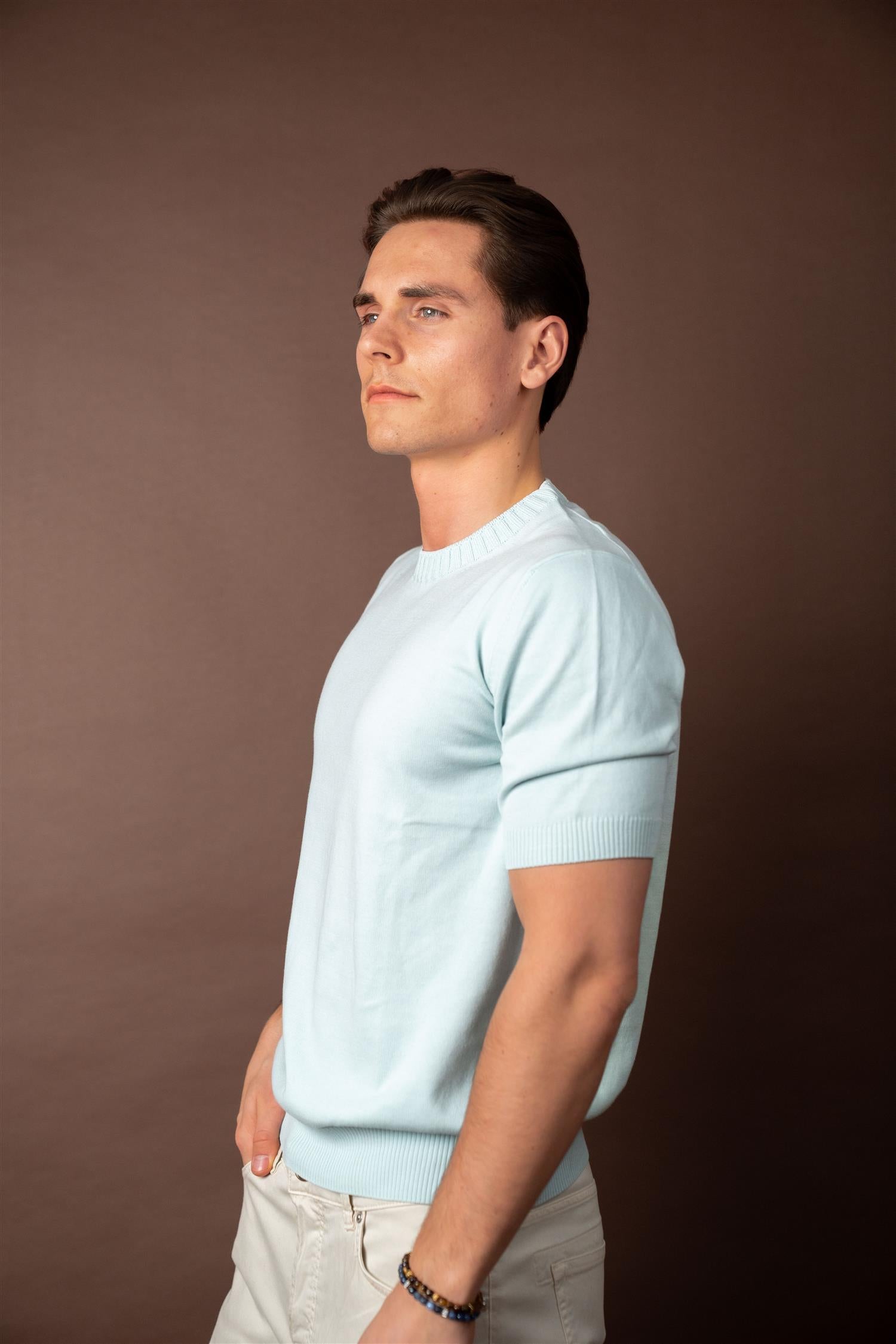 Knitted Cotton T-shirt - Mint