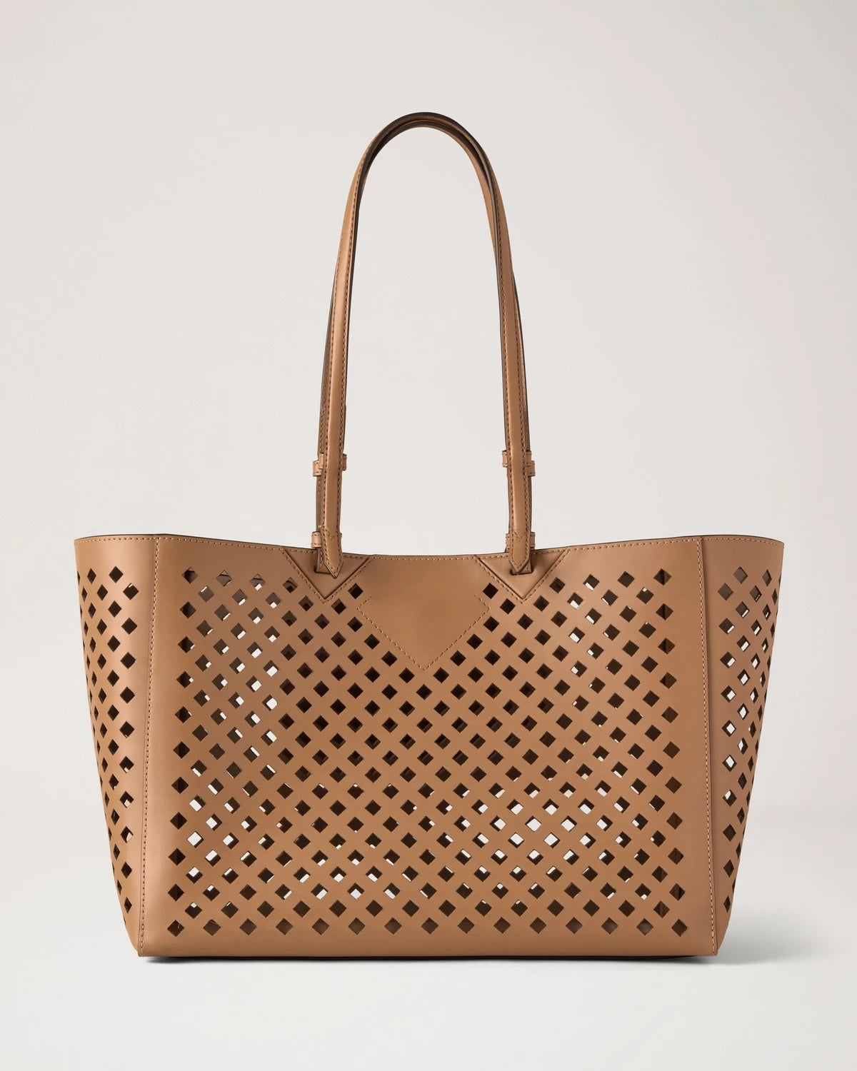 Perforated Tote Toffee Perforated Leather