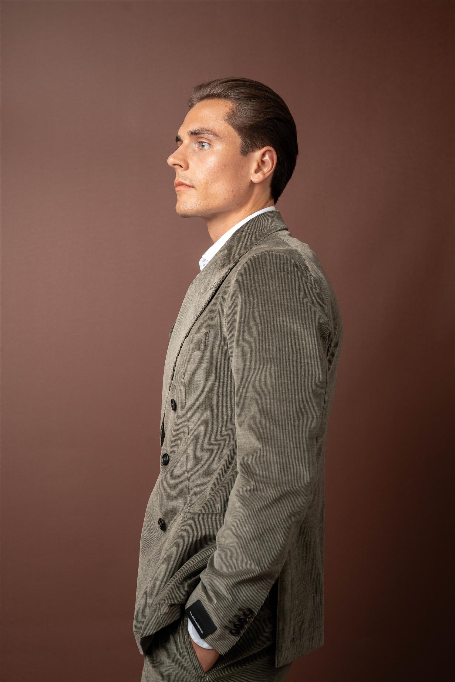 Double Breasted Cord Jacket - Green