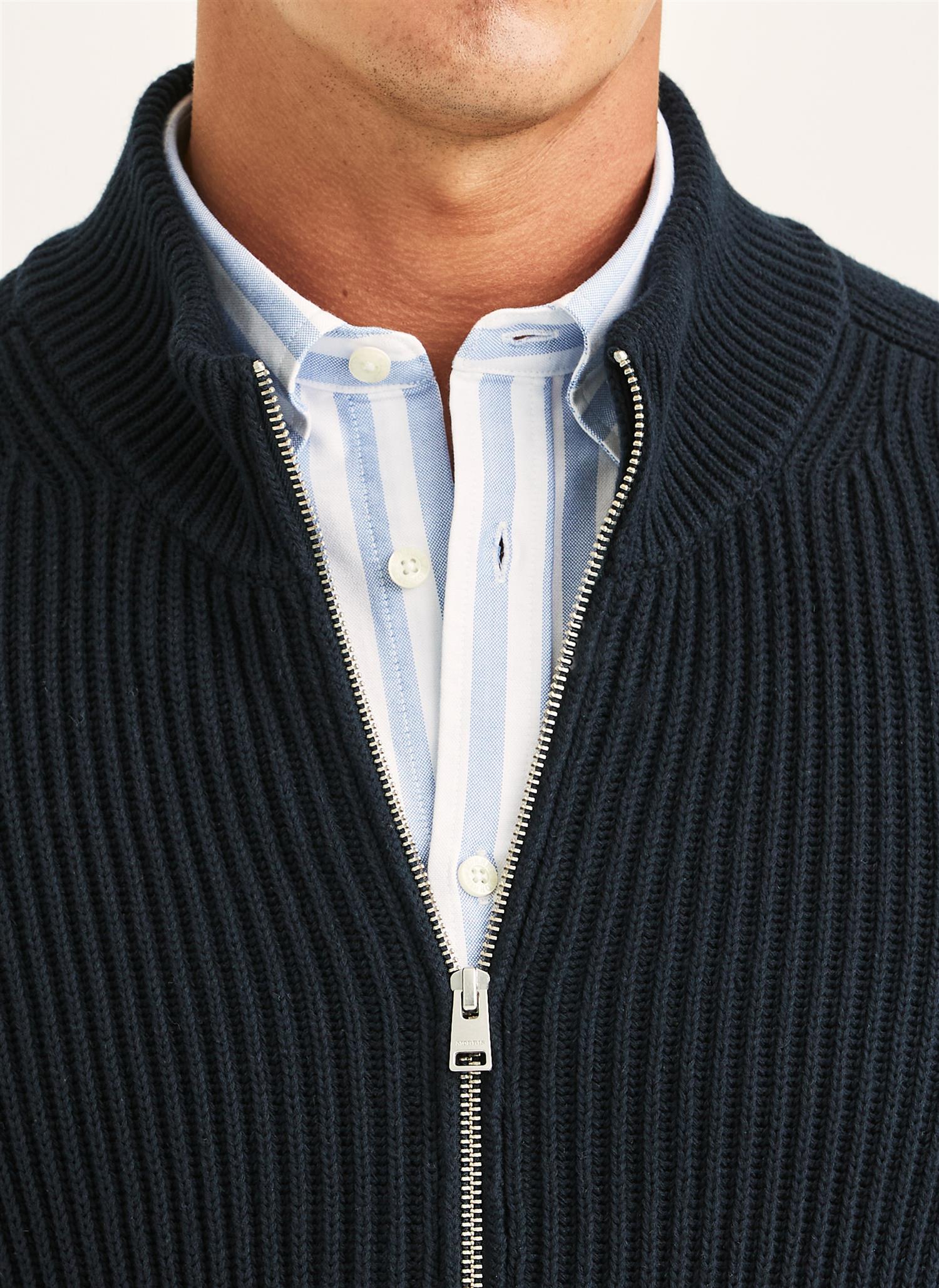 Brenton Zip Cardigan - Navy