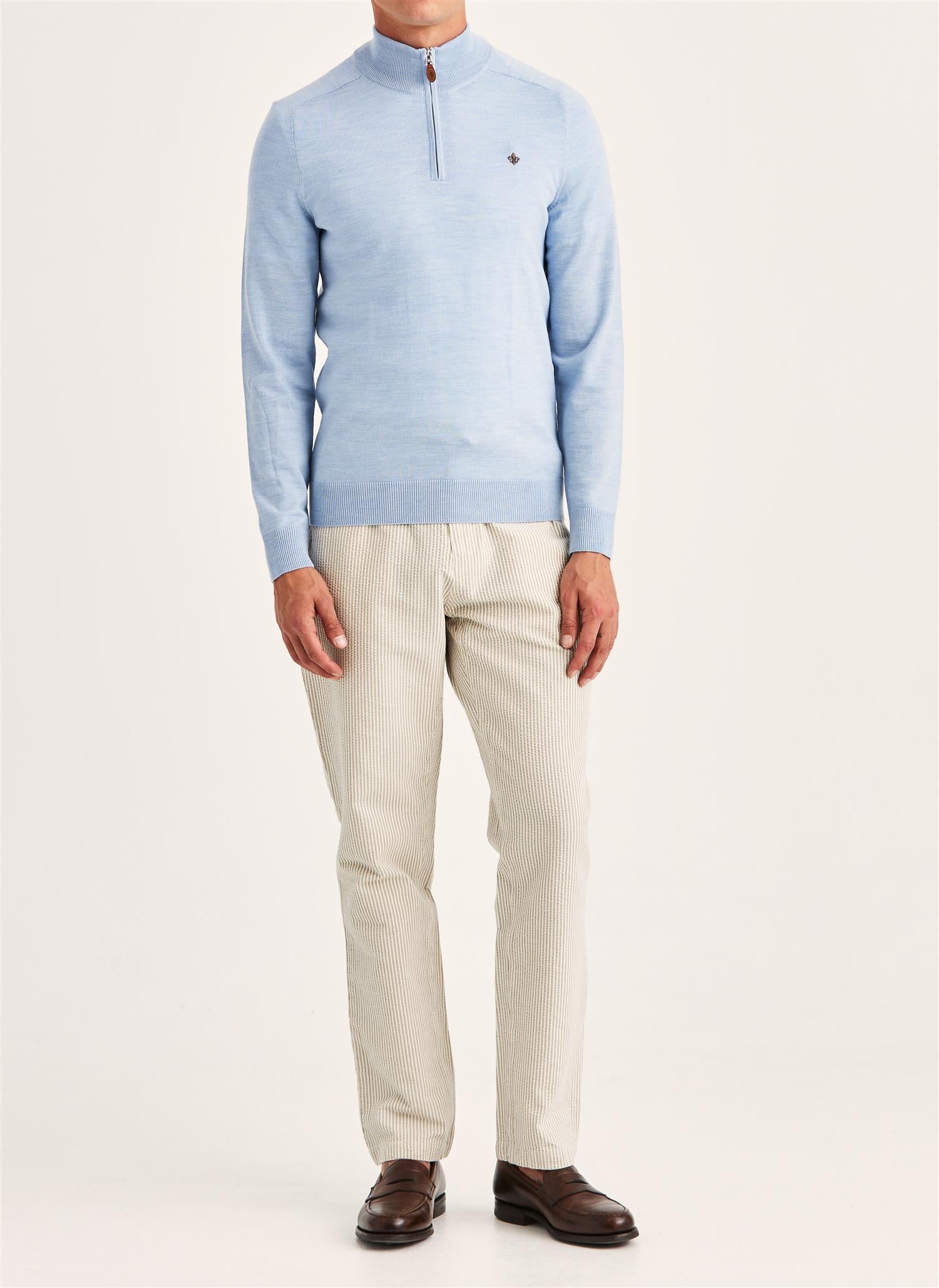 Merino John Zip - Light Blue