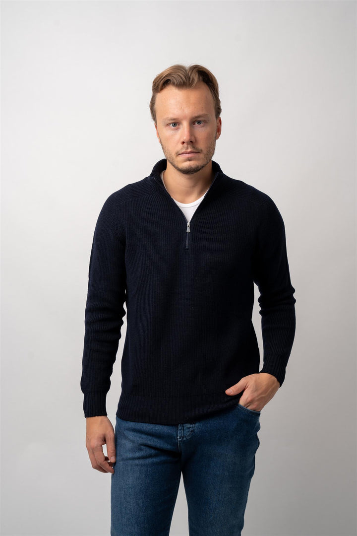 Half Zip Rain Wool - Navy