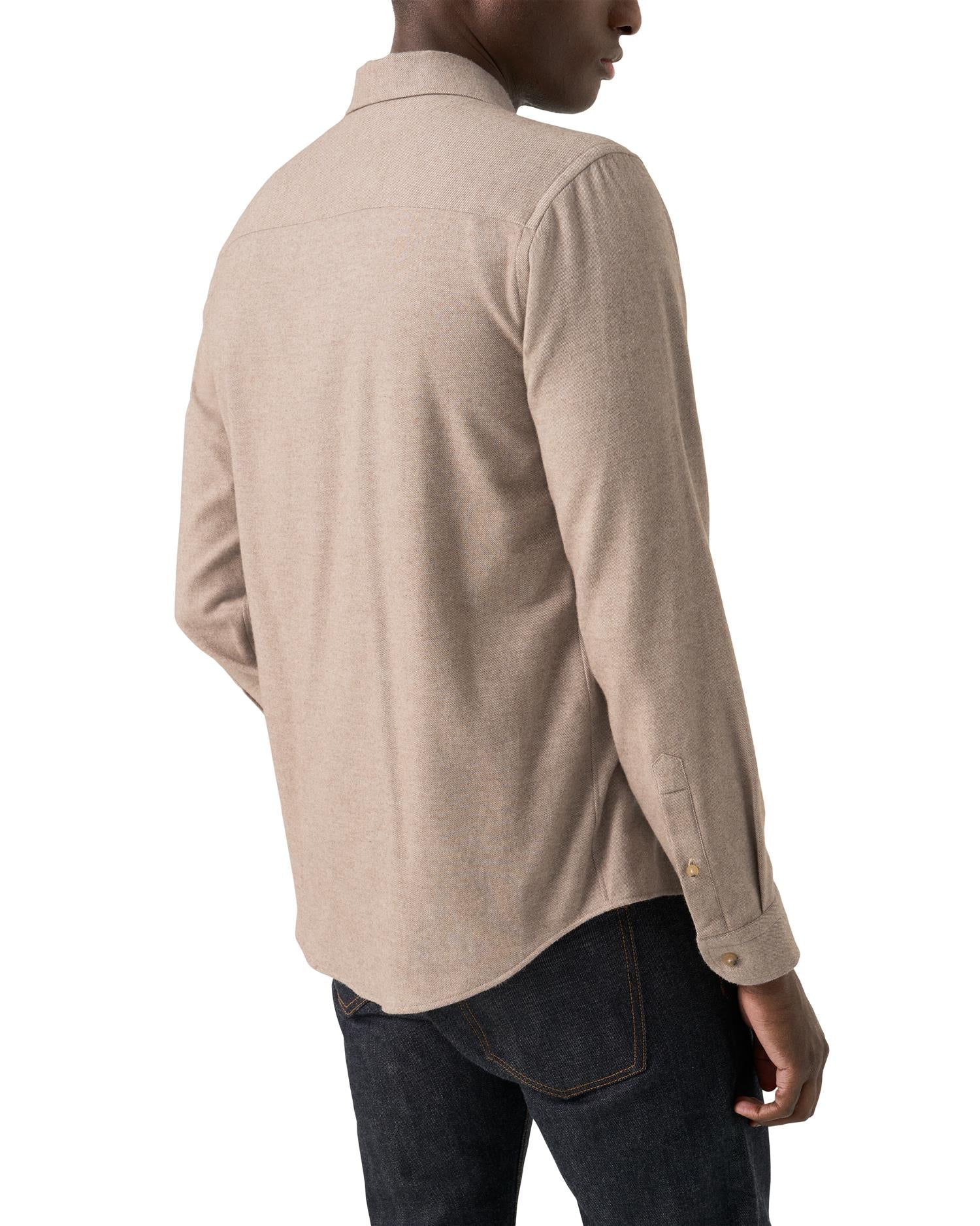 Solid Flannel Shirt - Beige