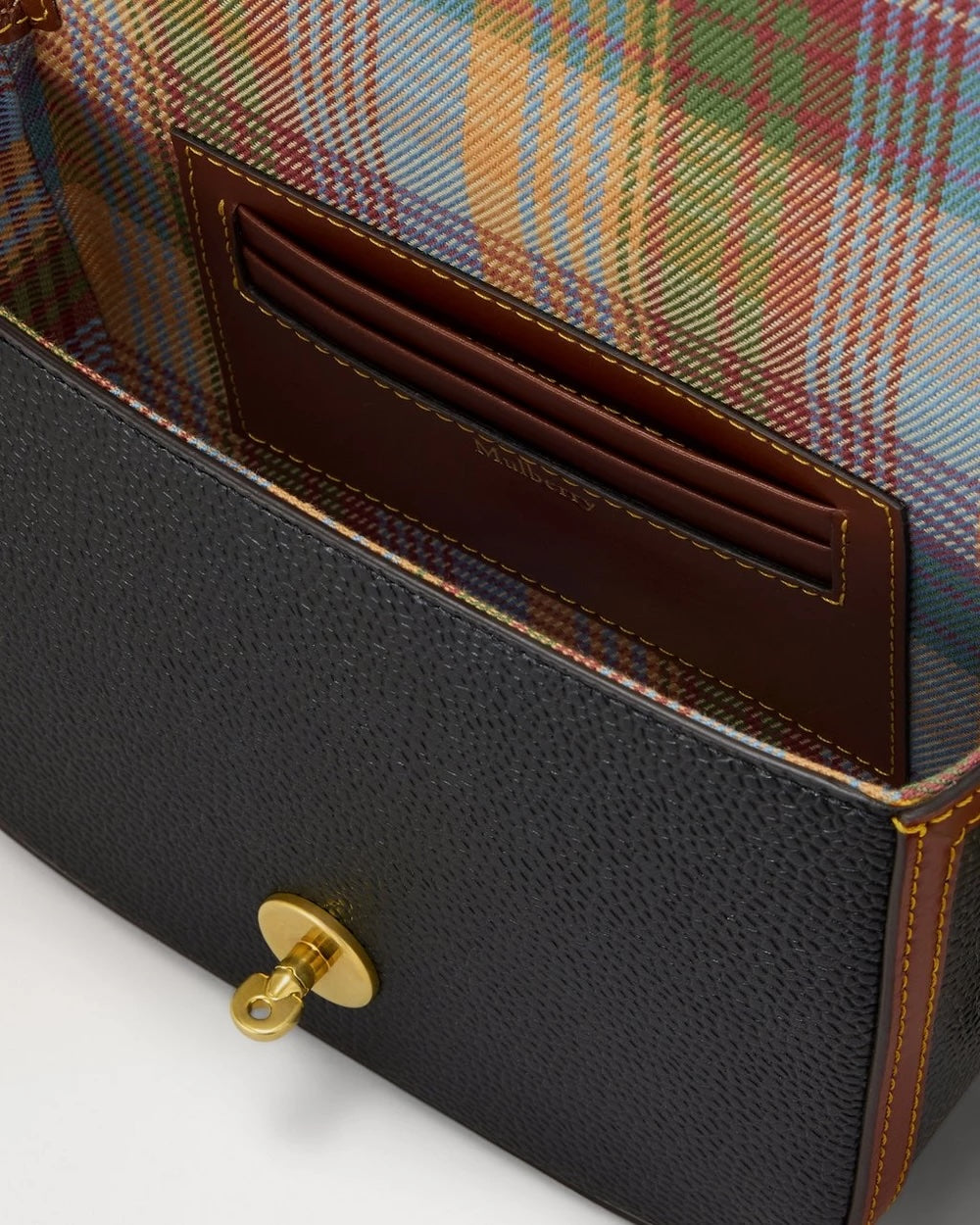 Small Darley Satchel Scotchgrain Black-Cognac