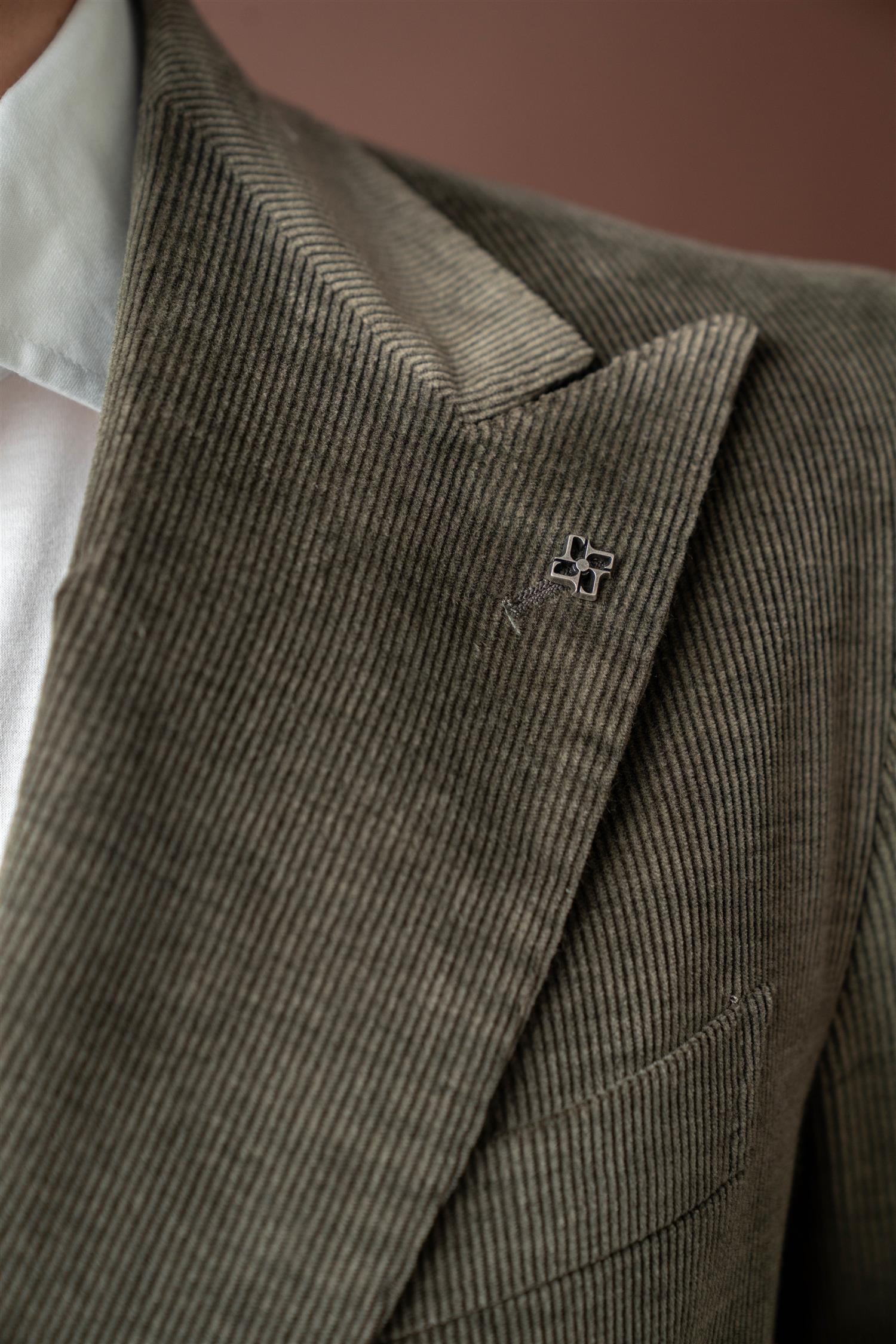 Double Breasted Cord Jacket - Green