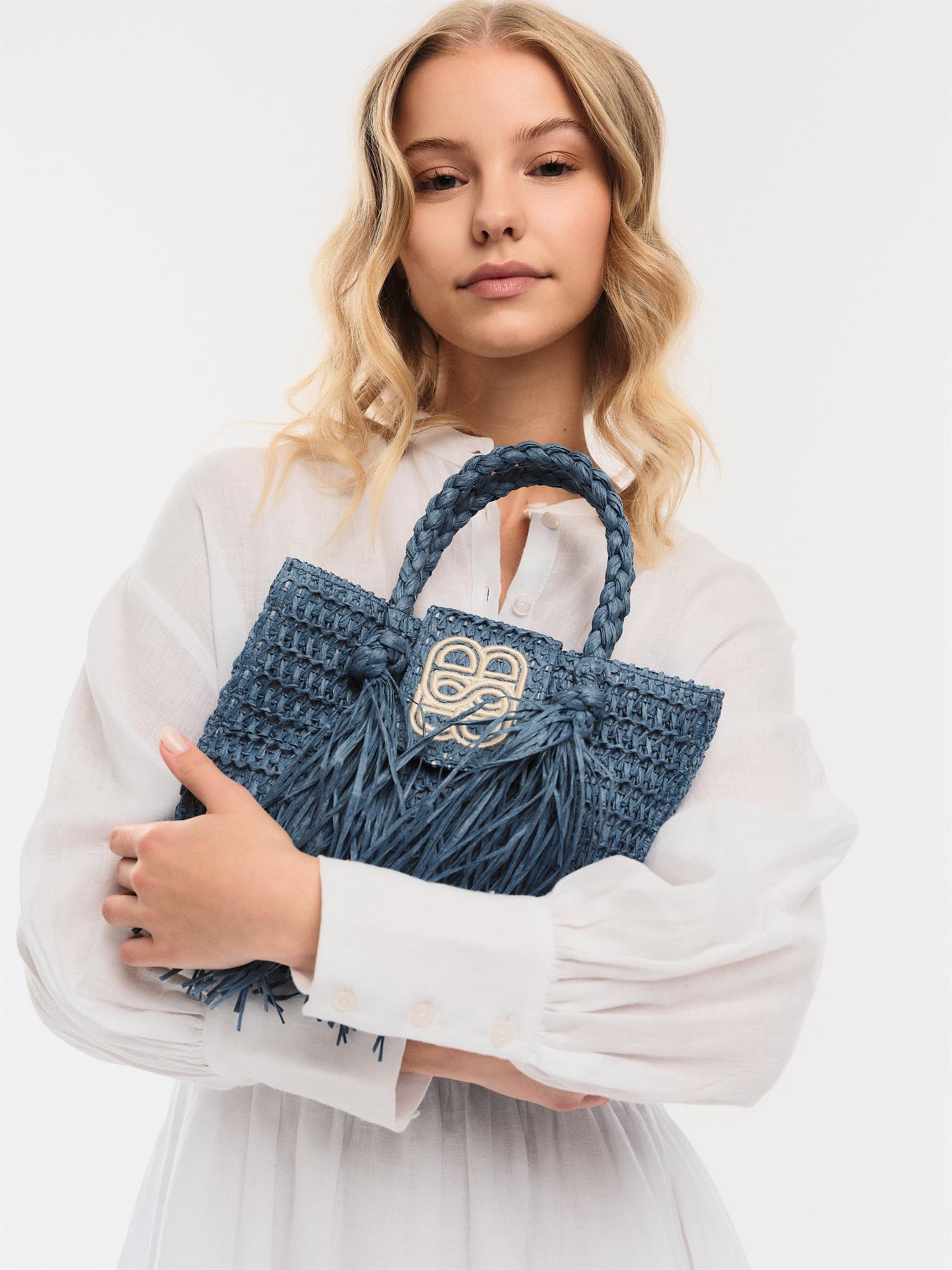 Sigrid Straw Bag Blue