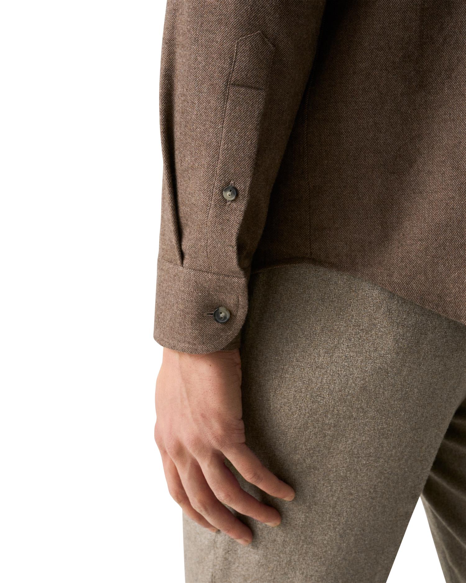 Solid Flannel Shirt - Brown