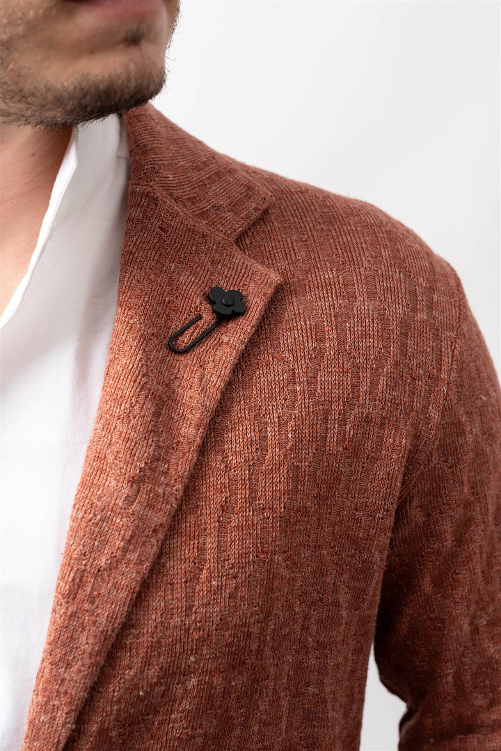 Knit jacket linen rust
