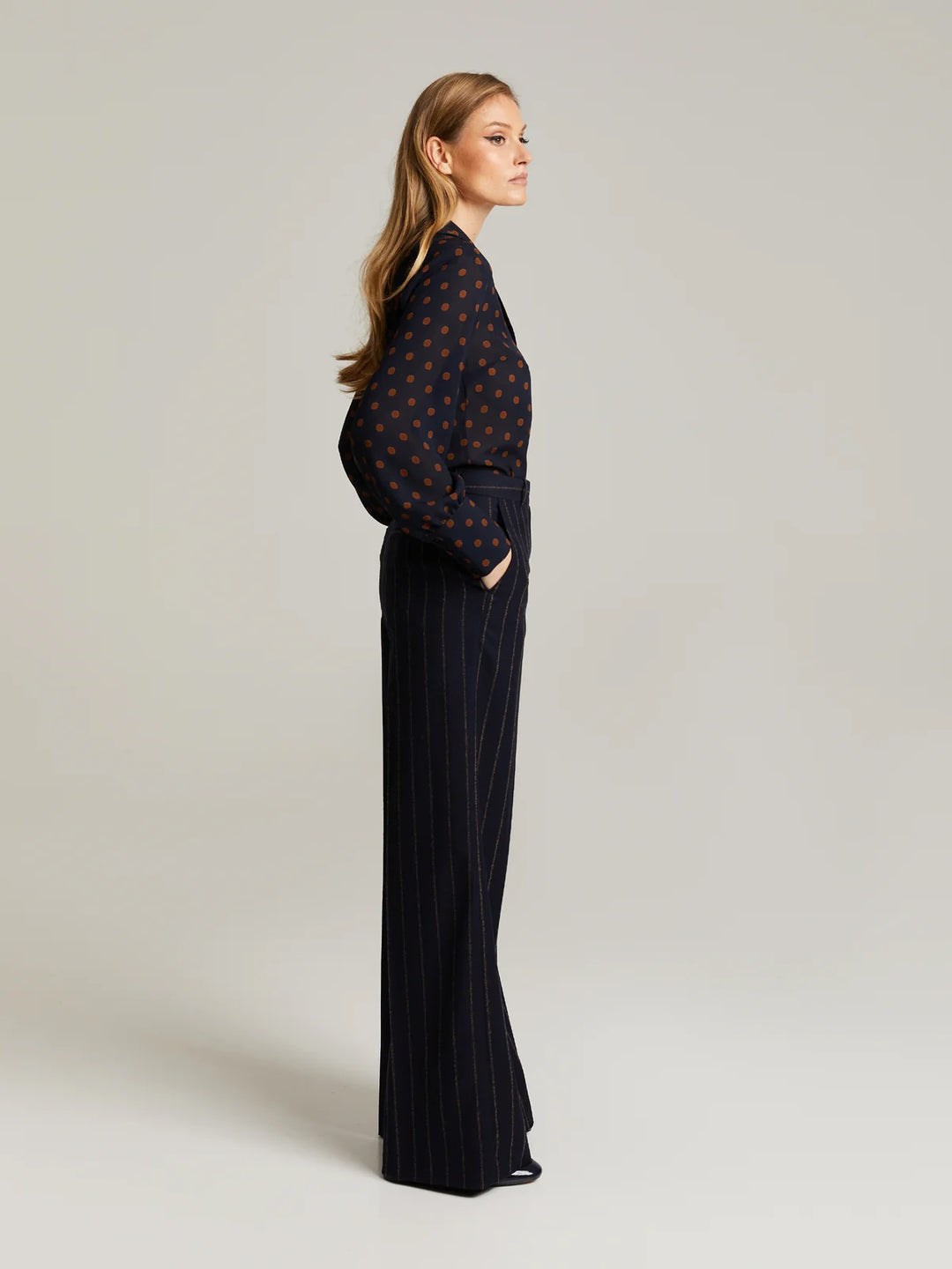 Katya Trousers - Navy/Camel