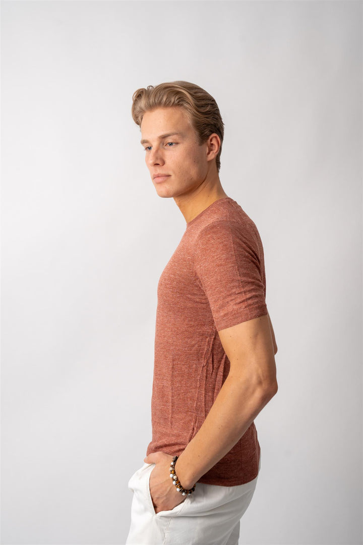 Knitted Linen T-shirt - Rust