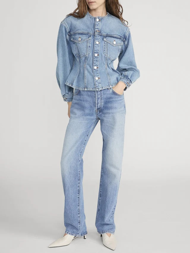 Nipped Collarless Jacket Umbria