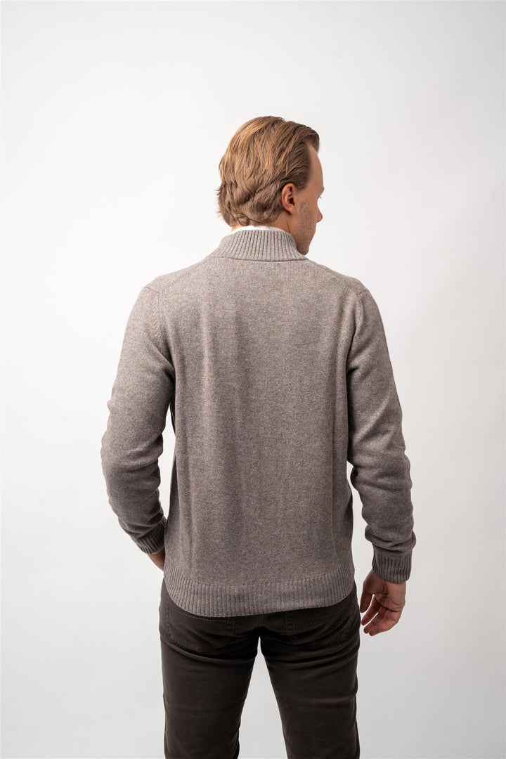 Full Zip Cardigan Wool - Cashmere - Brown