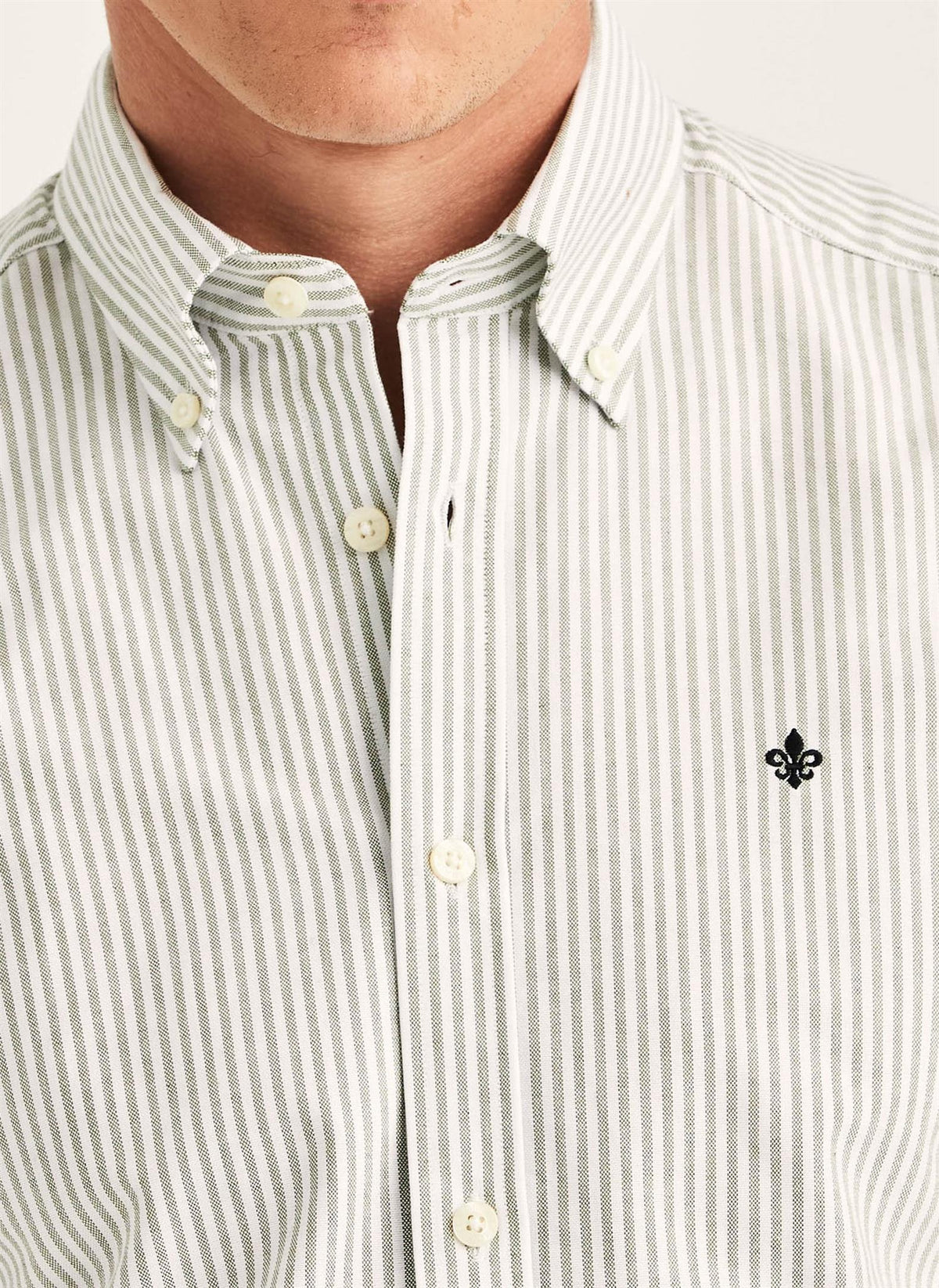 Douglas Oxford Stripe Shirt Slim -  Olive