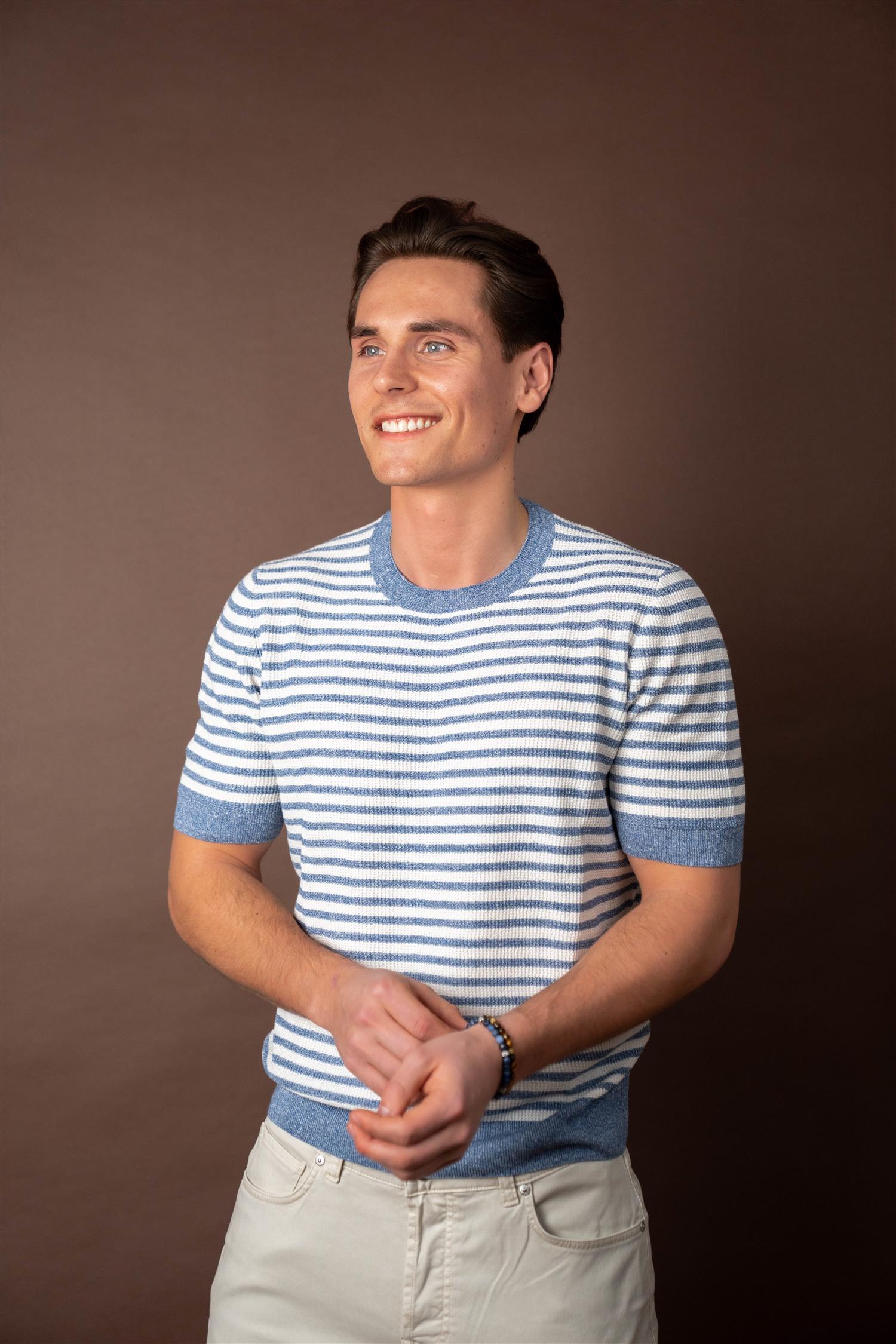 Striped T-shirt - Lyseblå